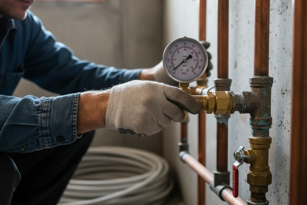 Pressure testing a repaired line during Water Line Repair in Saint Pauls